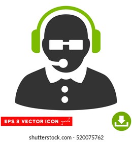 Female Operator EPS vector pictogram. Illustration style is flat iconic bicolor eco green and gray symbol on white background.