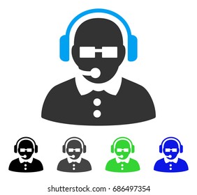 Female Operator flat vector icon. Colored Female operator gray, black, blue, green icon variants. Flat icon style for application design.