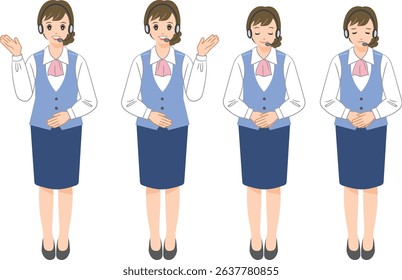 Female operator giving different expressions
