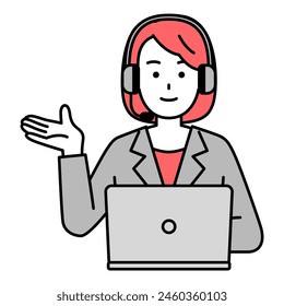 Female operator guiding with right hand