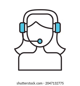 female operator with headset icon isolated