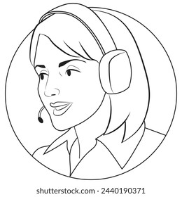 Female operator icon in outline and vector format.