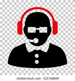 Female Operator icon. Vector pictogram style is a flat bicolor symbol, intensive red and black colors, chess transparent background. Designed for software and web interface toolbars and menus.