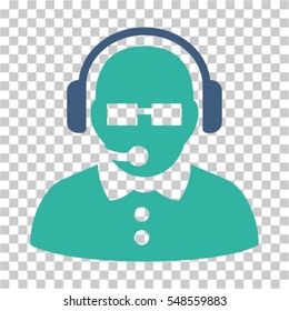 Female Operator icon. Vector pictograph style is a flat bicolor symbol, cobalt and cyan colors, chess transparent background. Designed for software and web interface toolbars and menus.