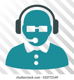 Female Operator vector icon. Illustration style is flat iconic bicolor soft blue symbol on a hatched transparent background.