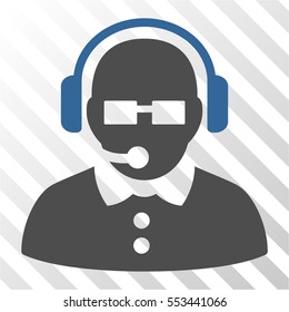 Female Operator vector icon. Illustration style is flat iconic bicolor cobalt and gray symbol on a hatched transparent background.