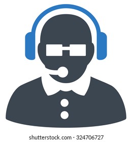 Female Operator vector icon. Style is bicolor flat symbol, smooth blue colors, rounded angles, white background.