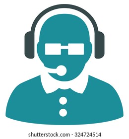 Female Operator vector icon. Style is bicolor flat symbol, soft blue colors, rounded angles, white background.