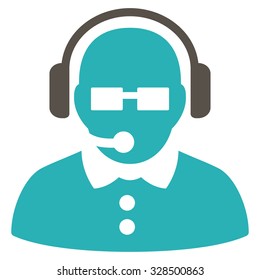 Female Operator vector icon. Style is bicolor flat symbol, grey and cyan colors, rounded angles, white background.
