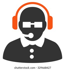 Female Operator vector icon. Style is bicolor flat symbol, orange and gray colors, rounded angles, white background.