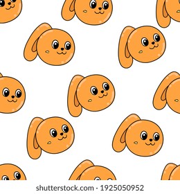female orange bunny rabbit seamless pattern textile print. Great for summer vintage fabric, scrapbooking, wallpaper, giftwrap. repeat pattern background design