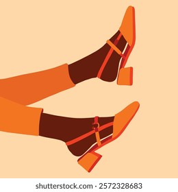 Female Orange Heels Fashion Illustration