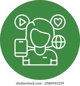 Female Outline Circle Style Icon Design