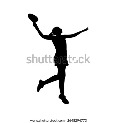 Female Padel Player Jumping to Serve, Silhouette of Woman in Padel Game Action