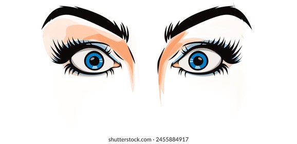 female painted eyes vector illustration