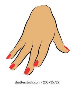 Female Palm with Red Manicure isolated on white 