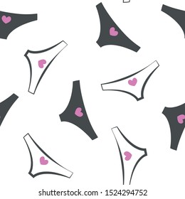 Female panties seamless pattern on the white background. Vector