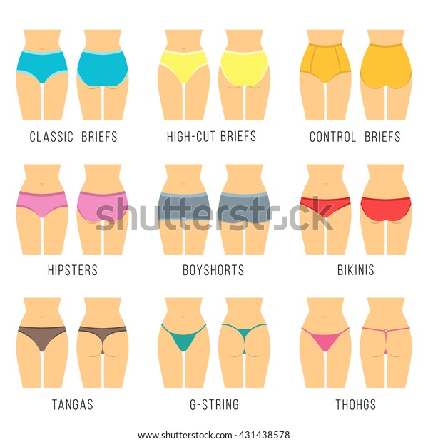 Female Panties Types Flat Vector Icons Stock Vektorgrafik