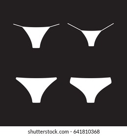 Female panties types icons. String and thong set