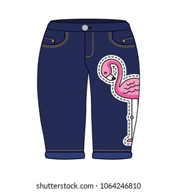 female pants in jean with patch of flemish