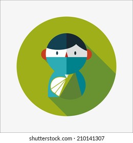 Female patient flat icon with long shadow