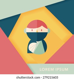 Female patient flat icon with long shadow