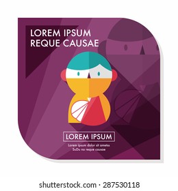 Female patient flat icon with long shadow