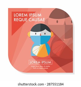 Female patient flat icon with long shadow