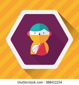 Female patient flat icon with long shadow