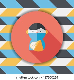 Female patient flat icon with long shadow