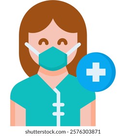 Female Patient Icon Flat Vector Illustration
