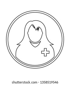 Female Patient profile line icon with circle shape.