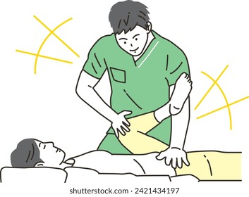 Female patient receiving massage by male chiropractor at chiropractic clinic