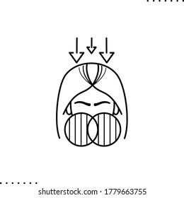 Female pattern baldness vector icon in outlines