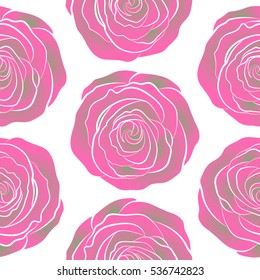 Female pattern. Seamless pattern with neutral and pink flowers watercolor. Gentle colors. Handmade.