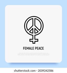 Female peace thin line icon. Modern vector illustration.