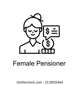 Female Pensioner Vector Outline icons for your digital or print projects.