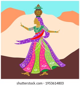 FEMALE PERFORMING NAVRATRI RAAS GARBA KALASH POT ON HEAD