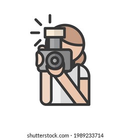 Female photographer avatar. Profile user, person. People icon. Vector illustration