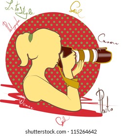 female photographer in retro style