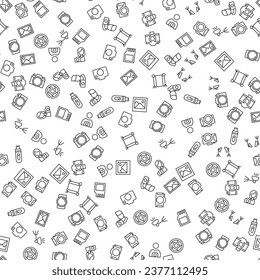 Female Photographer, Studio, Camera, Picture Seamless Pattern for printing, wrapping, design, sites, shops, apps