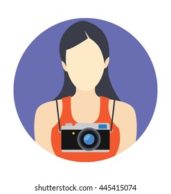 Female Photographer Vector Icon