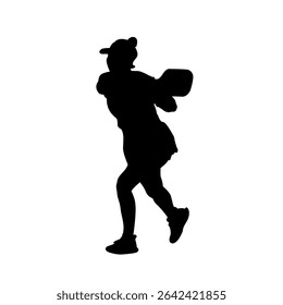 Female Pickleball Player Silhouette in Backhand Swing, Woman Ready to Hit in Pickleball Vector Silhouette