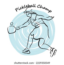 Female pickle-ball player vector design for awards, certificates, posters and t-shirts