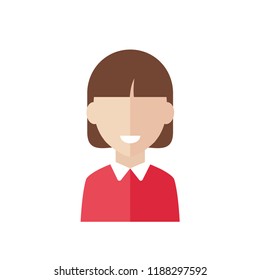 Female pictogram, flat vector sign isolated on white background.
