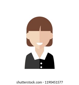 Female pictogram, flat vector sign isolated on white background.