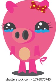 
a female piglet was crying missing her friend who was away