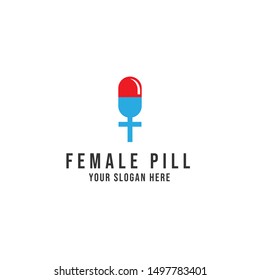 female pill logo vector icon