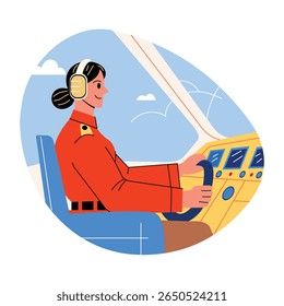 Female pilot illustration in flat style