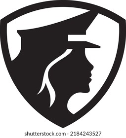 A female pilot or law officer silhouette